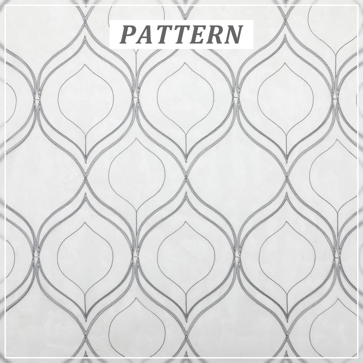 VISIONTEX White Sheer Curtains 84 Inches Long 2 Panels, Light Filtering Grey Moroccan Trellis Embroidered Semi Sheer Voile Drapes, Rod Pocket Textured Window Curtain for Bedroom Living Room 54W x 84L