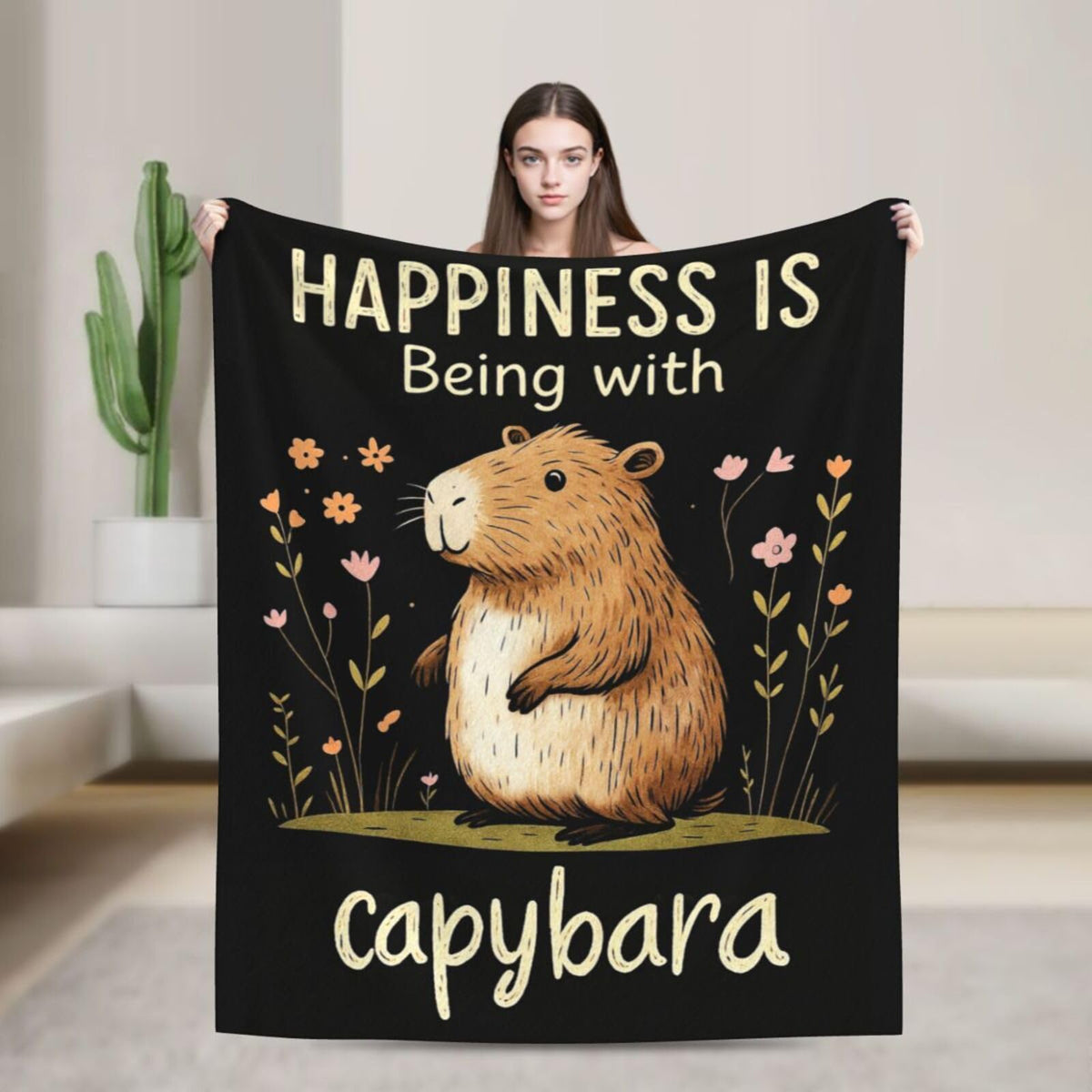 Capybara Blanket Cute Capybara Throw Blanket Soft Warm Cozy Fleece Fuzzy Plush Flannel Blankets Gifts for Girls Women Boys Kids Adults 40"X50"