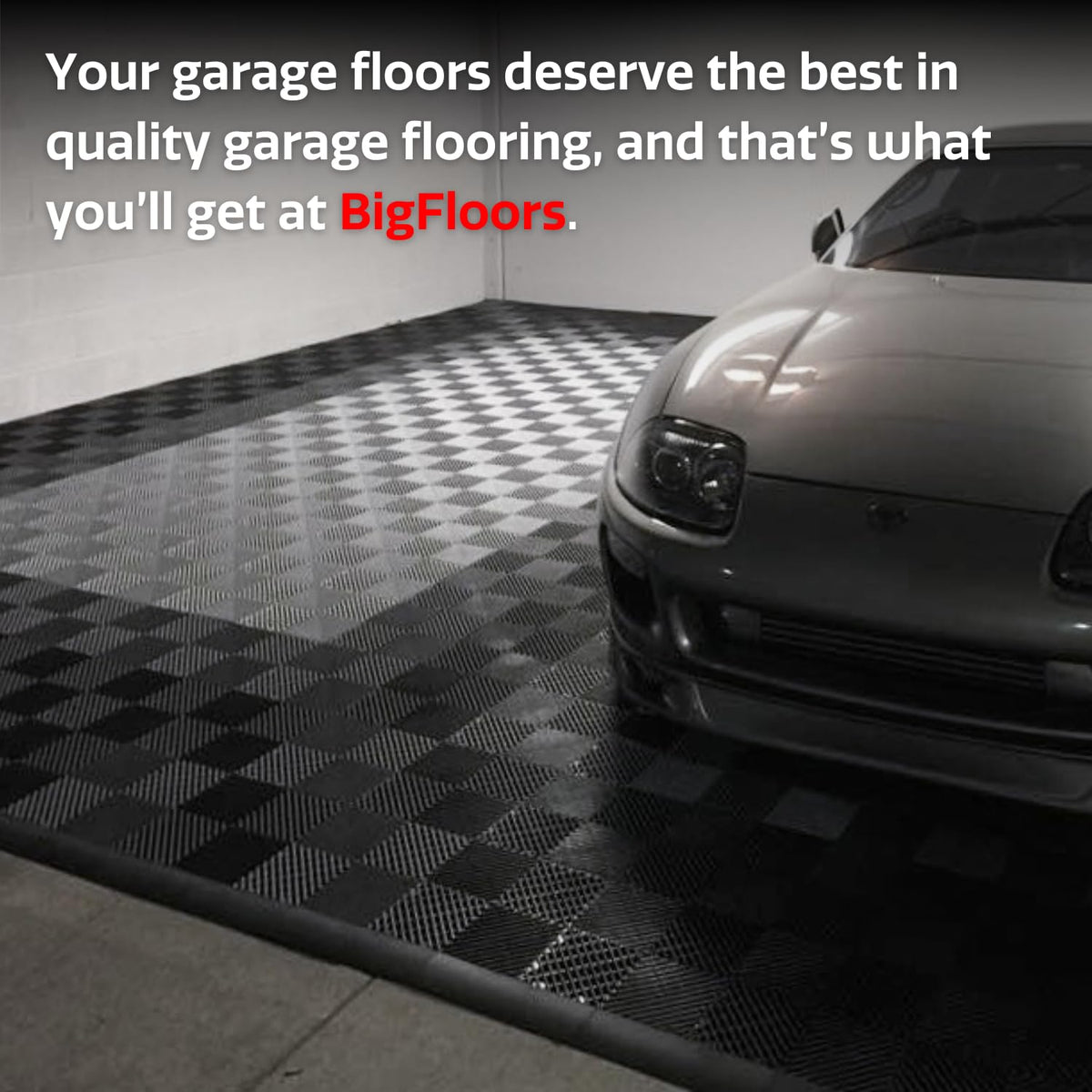 Big Floors RaceDeck Garage Floor Tiles, Interlocking Garage Flooring, Free-Flow Open Rib Self-Draining Heavy-Duty Copolymer Modular Tile (Red, 48 Pack of 12 x 12" Tiles, 48 Sq Ft)