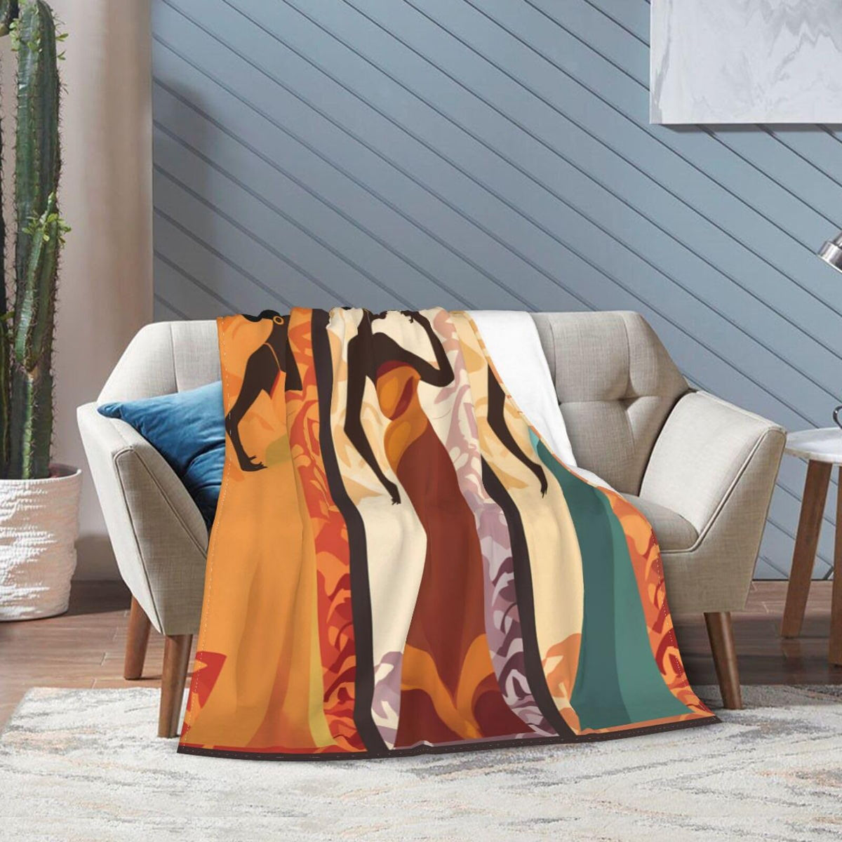 Ouqiuwa Black Women Throw Blanket African Girls Plush Microfiber Flannel Fleece Blanket 50"x40" for Bed Sofa Couch Camping Travel