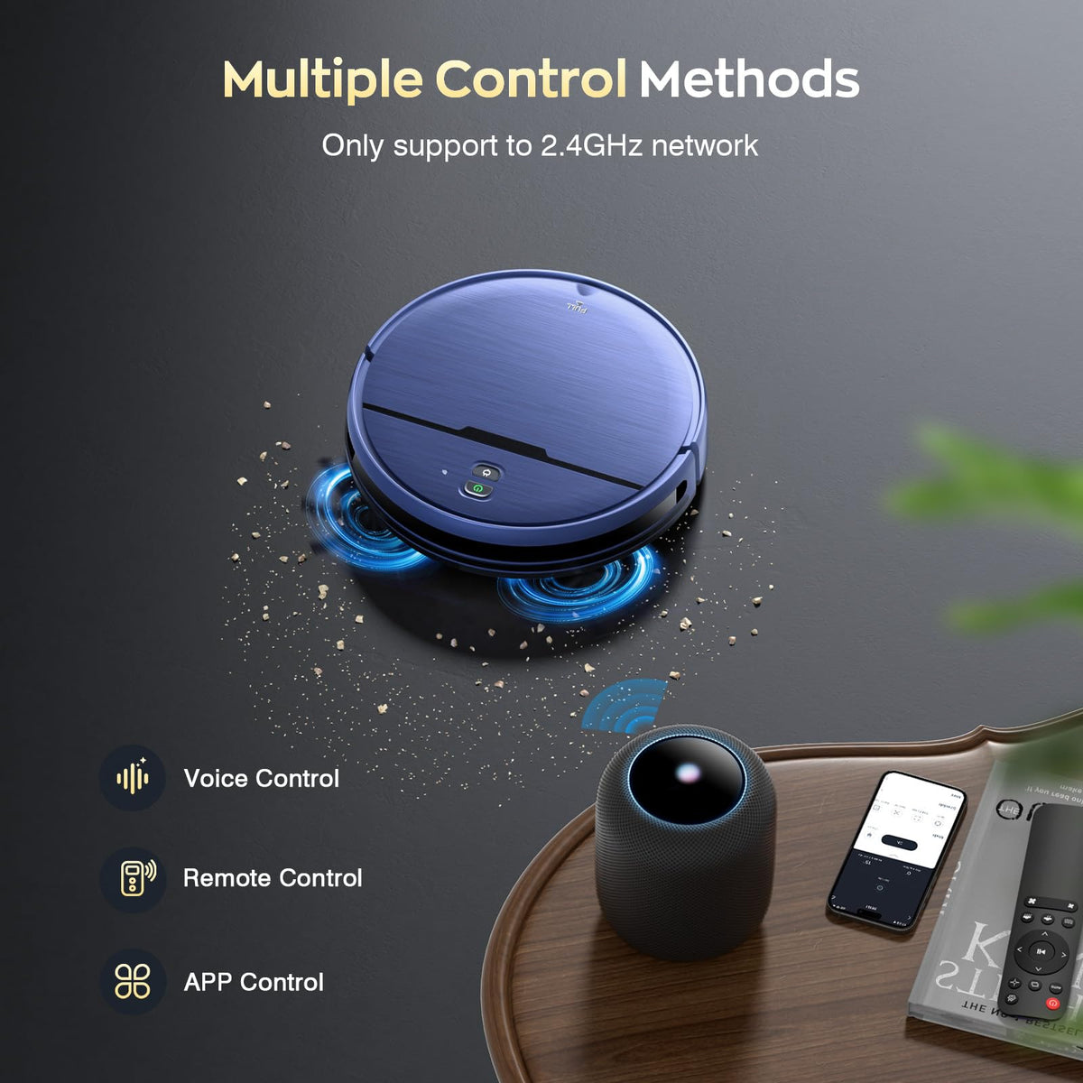 Robot Vacuum and Mop Combo, 2 in 1 Robot Vacuum Cleaner with WiFi/App, Smart Robotic Vacuums with Strong Suction, Schedule, Self-Charging, Slim, Quiet, Ideal for Hard Floor, Pet Hair, Low Pile Carpet