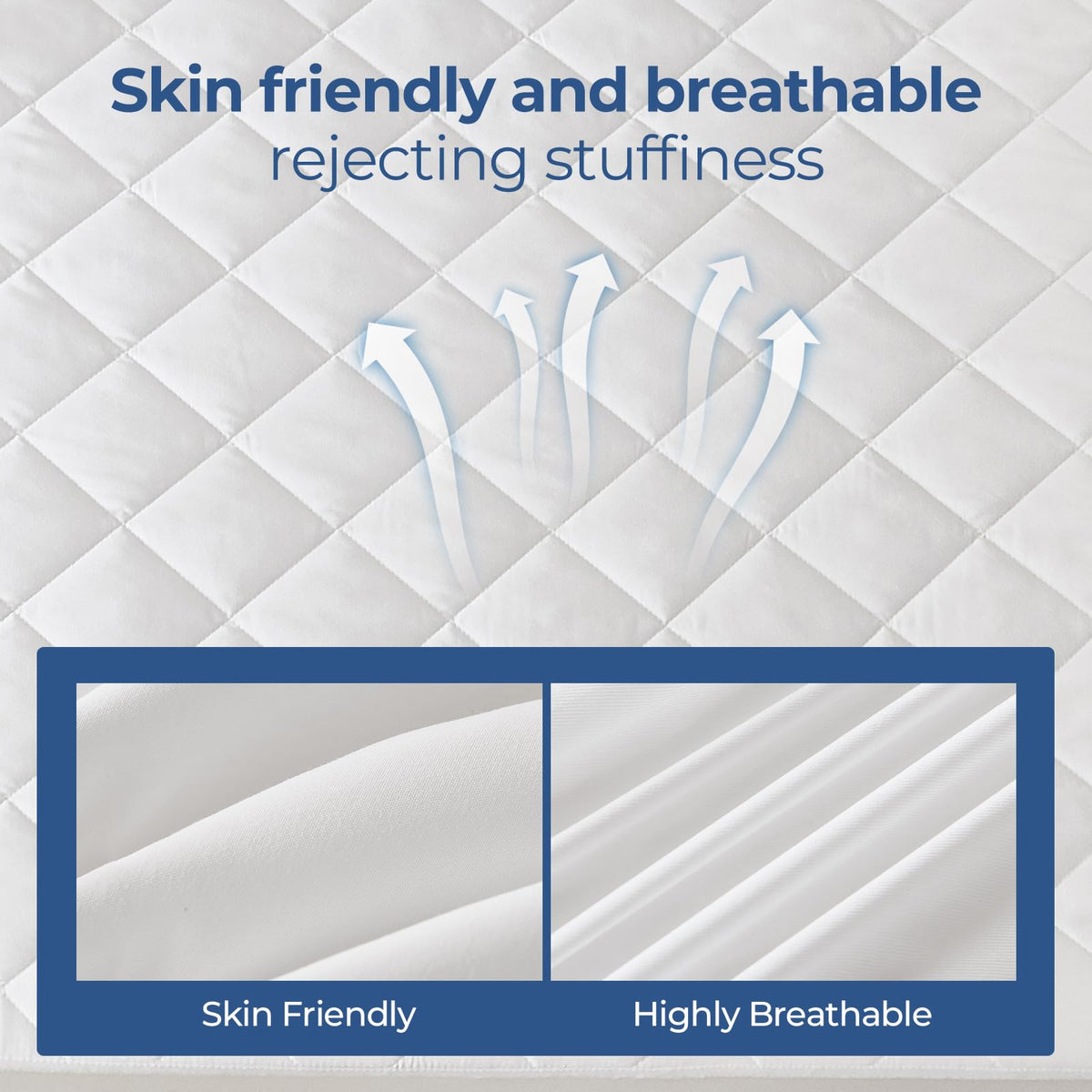 EXRUBY Queen Waterproof Mattress Protector - 100GSM Quilted Mattress Pad with Diamond Pattern - 8-20" Extra Deep Pocket Fitted Cover - Breathable& Noiseless