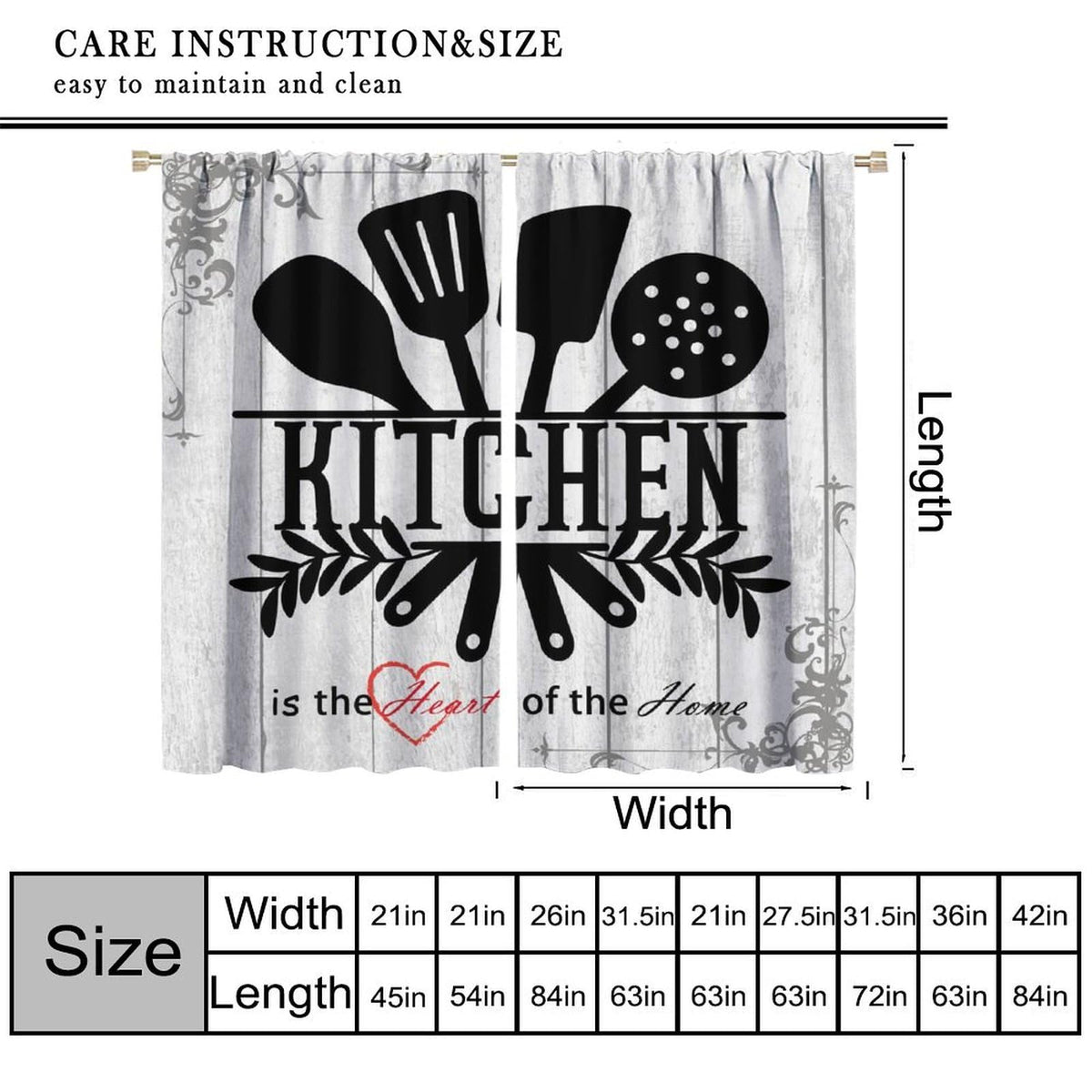 Fblifil Rustic Kitchen Curtains Funny Quotes Farmhouse Wooden Plank Wood Knife and Spoon Country Farm Rod Pocket Window Treatment for Bedroom Living Room Kitchen Decor 42" W X 45" L