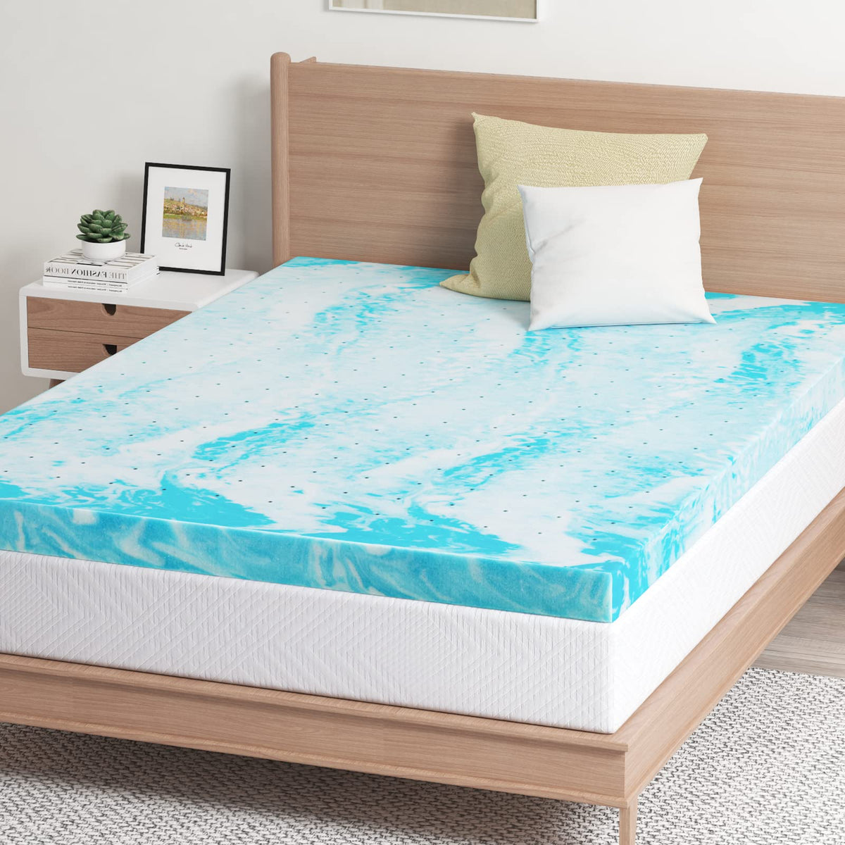 EGO Topper 2 Inch Queen Memory Foam Mattress Topper, Cooling Gel Foam Mattress Topper for Pressure Relief, Ventilated Design Bed Topper in a Box, CertiPUR-US Certified, 60"×80", Medium