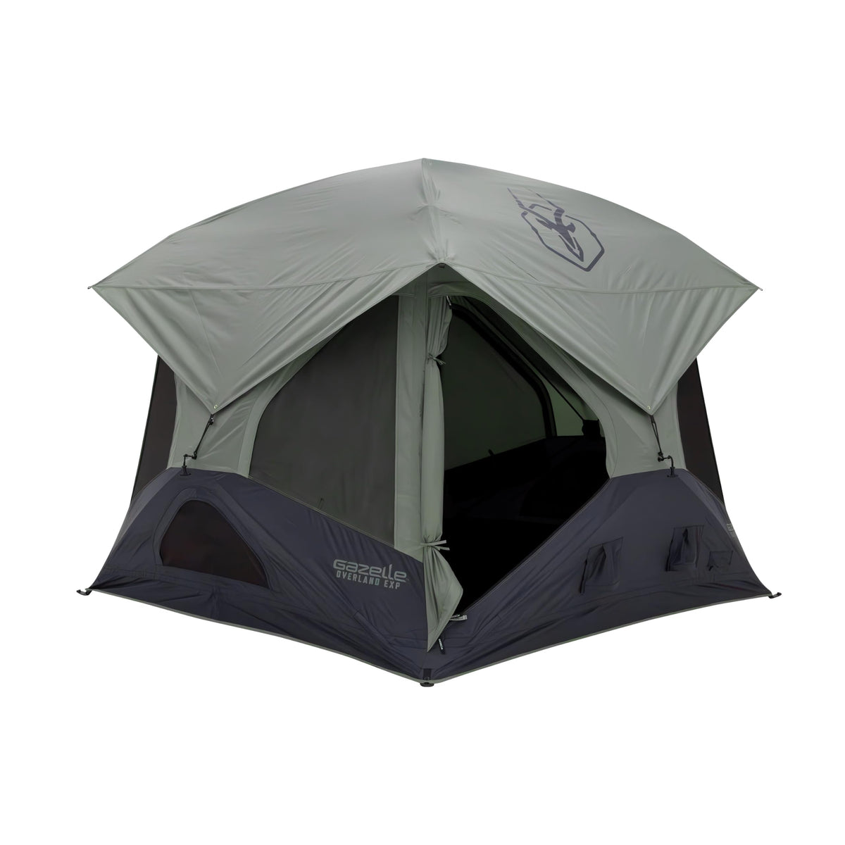 Gazelle Tents™ T4 Overland EXP Hub Tent, Extended Season Camping Tent, Sleeps 4, Pop-Up Hub Tent, Durable Ripstop Fabric, TriTech Mesh, Waterproof, UV Resistant, Agave Green, 78" x 94" x 94", GT403AG