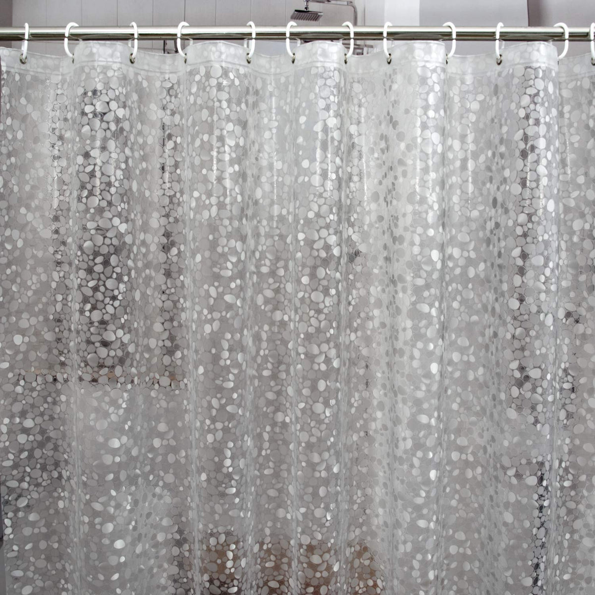 Bostofy Waterproof Shower Curtain Liner 8G EVA Thick Shower Curtain with Heavy Duty 3 Bottom Magnets, Shower Liner for Shower Stall, Bathtubs, 3D Pebble Pattern, 72 x 72,12 Hooks