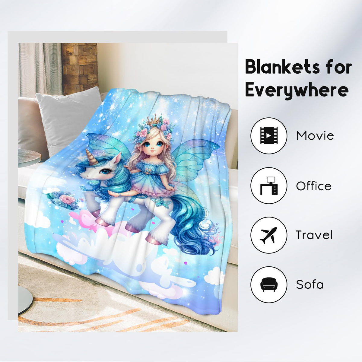 Blanket for Girls, Unicorn Blanket for Kids, Unicorn Gifts Soft Lightweight Throw for Sofa Couch Chair, 40"x50"