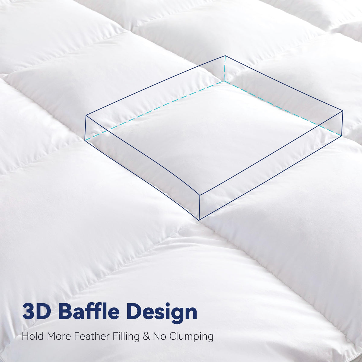 LeWinBedding 3 Inch White Goose Feather Mattress Topper,Queen Feather Bed Topper,Mattress Cover with Straps,Ultra Soft Pillowtop,100% Cotton Fabric(60”x80”)