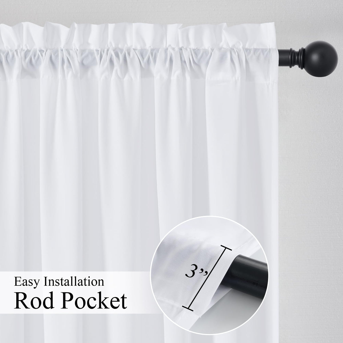 NICETOWN Pure White 4 Panels Privacy Sheer Curtains 52 x 96 Inches Long, Non-See-Through Light Filtering Window Treatment Drapes for Living Room, Bedroom - Rod Pocket Style