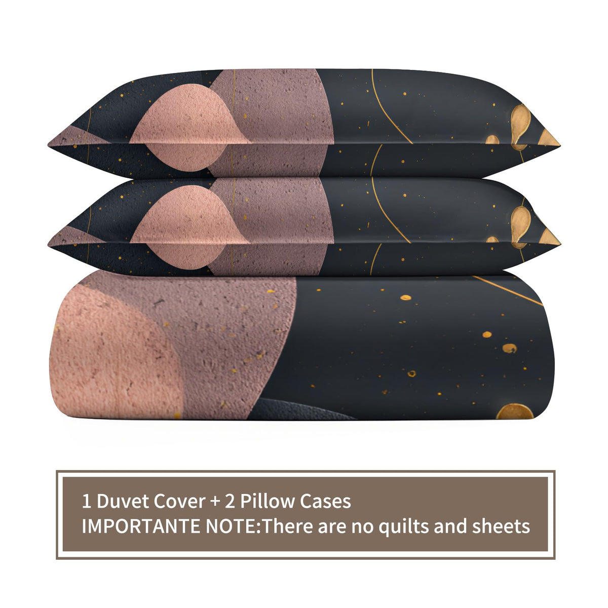 ZAOMIR Mid Century Modern Abstract Duvet Cover Queen Size, Dark Gray Black Rose Pink Geometric Bedding Set 3 Piece, Abstract Geometric Botanical Patterned Comforter Cover with Zipper, 2 Pillowcases