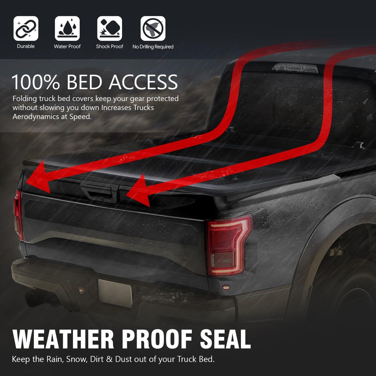 DNA MOTORING New Upgrade Truck Bed Top Hard Solid Tri-Fold Tonneau Cover Compatible with 04-12 Colorado / Canyon 6' Bed, TTC-HARD-041