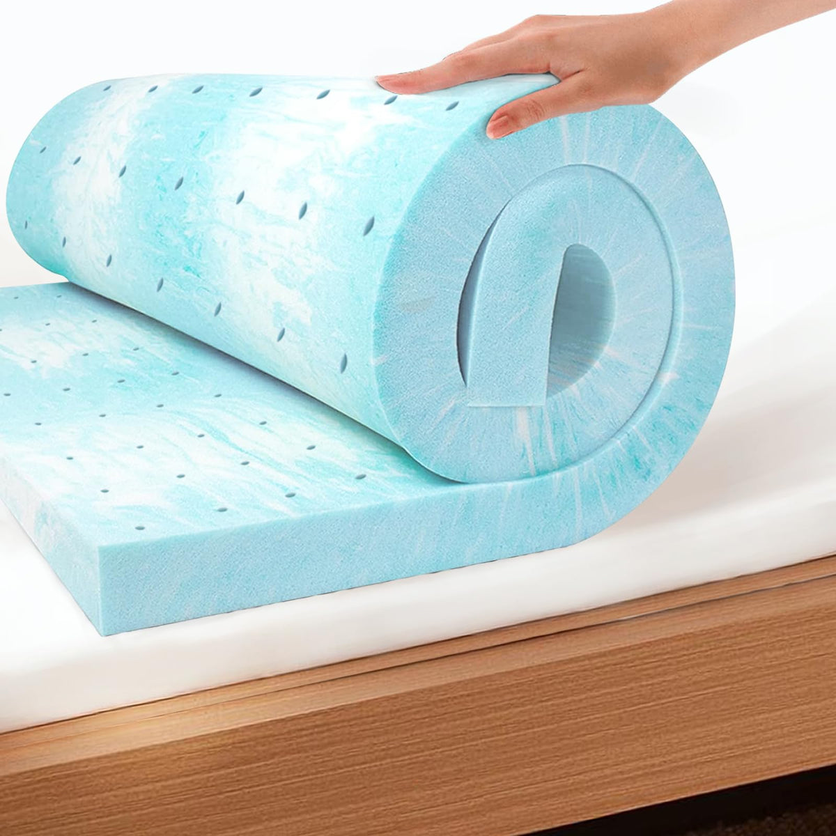 EGO Topper 2 Inch Queen Memory Foam Mattress Topper, Cooling Gel Foam Mattress Topper for Pressure Relief, Ventilated Design Bed Topper in a Box, CertiPUR-US Certified, 60"×80", Medium
