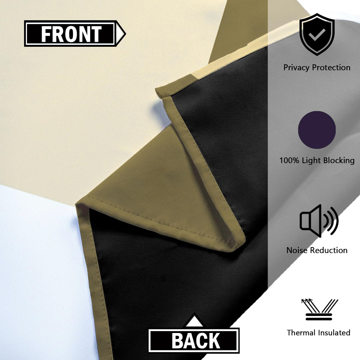 Tyrot Beige 100% Blackout Curtains for Bedroom 63 inch Long 2 Panels Set White Beige Modern Abstract Geometric Black Out Curtains Insulated Room Darkening Window Drapes for Living Room, 52Wx63L