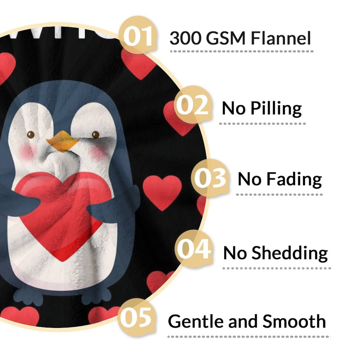 Penguin Blanket Gifts - 60"x80" Cute Throw Blanket for Adults, Kids - Black Soft Plush Blankets for Bed, Couch & Living Room