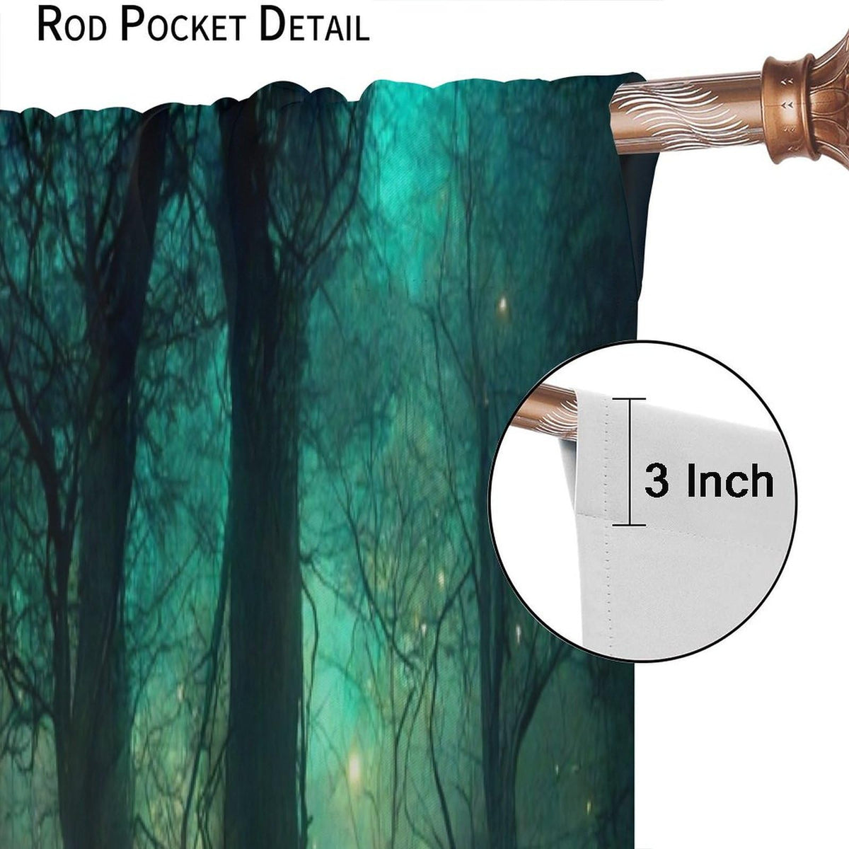 Fantasy Forest Curtains, Enchanted Trees Dreamy Mist Forest Glowing Lights Landscape Window Treatments Drapes for Bedroom Living Room 42x45in