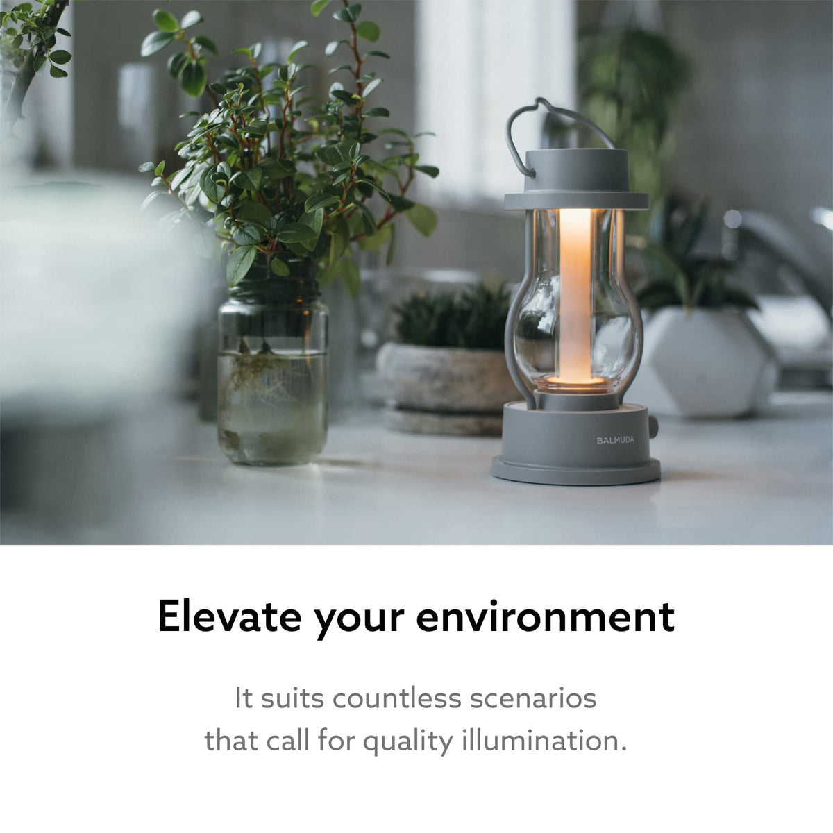 BALMUDA Combo Pack: MoonKettle Black & The Lantern Gray | Electric Kettle with Temp Control & Rechargeable LED Lantern