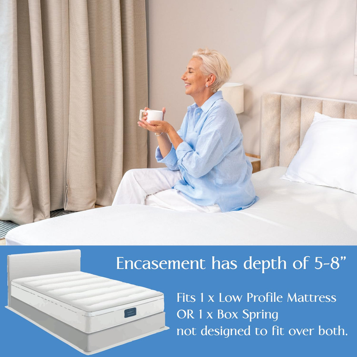 Twin Size Mattress or Box Spring Encasement (5" to 8" Depth) - Waterproof Zippered Protector Hypoallergenic Premium Bed Cover Protects from Dust Allergens