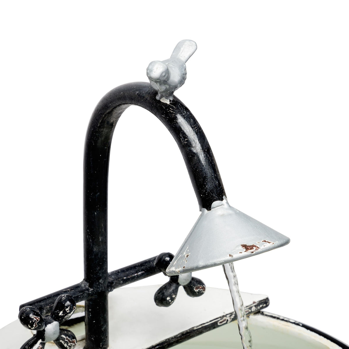 Alpine Corporation YHL170 32” Indoor/Outdoor Antique Metal Sink Water Fountain with Stand – Charming Waterfall Feature for Garden, Patio & Home Decor, White