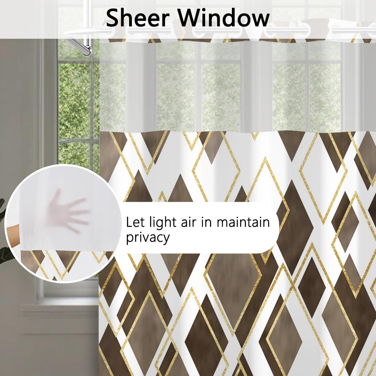 NAEMBCU No Hook Shower Curtain and Liner Set 71x74 Inch