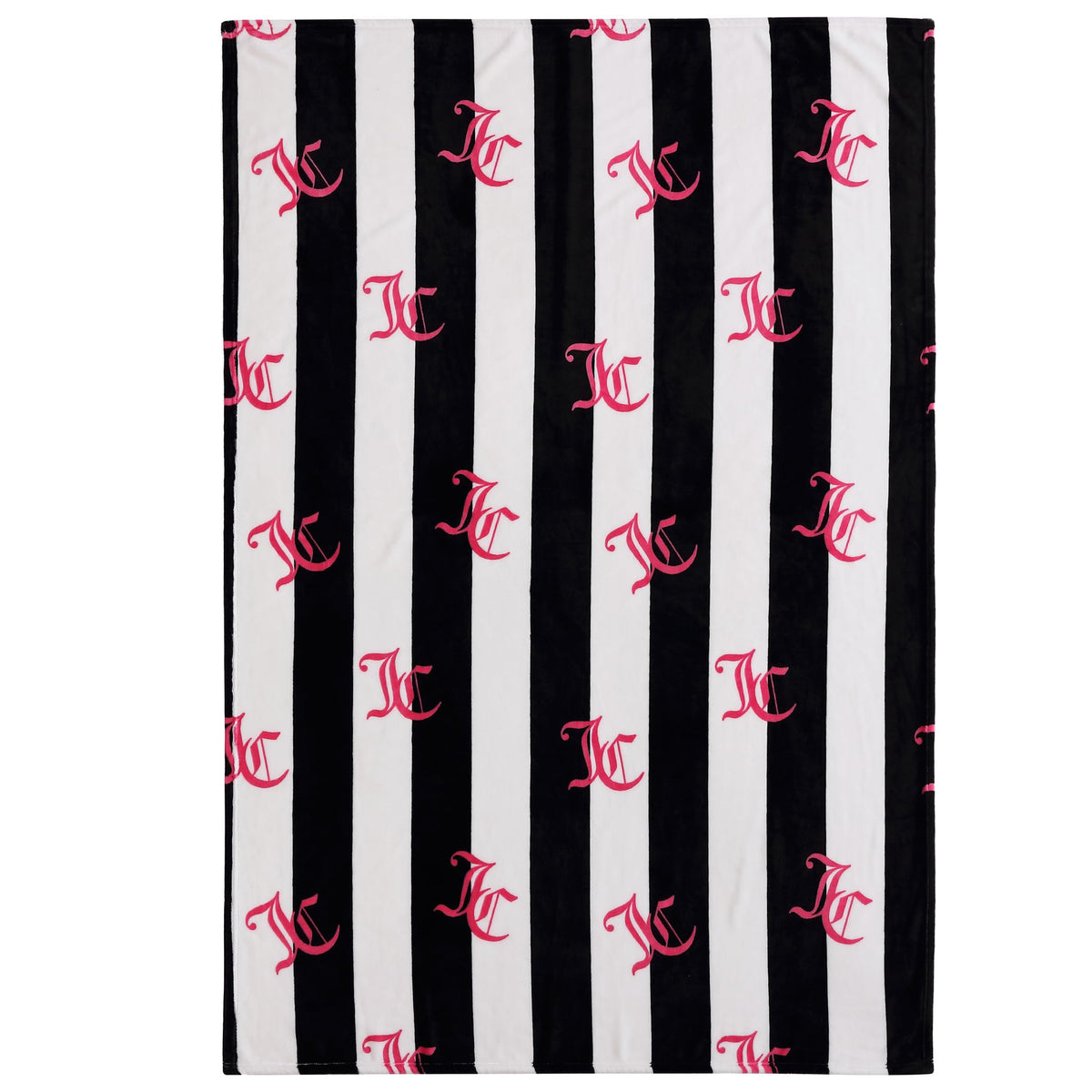 Juicy Couture Cabana Plush Black Striped 50"X70" Fuzzy Throw Blanket - Luxurious Microfiber Plush Blanket for Ultimate Comfort and Cozy Warmth