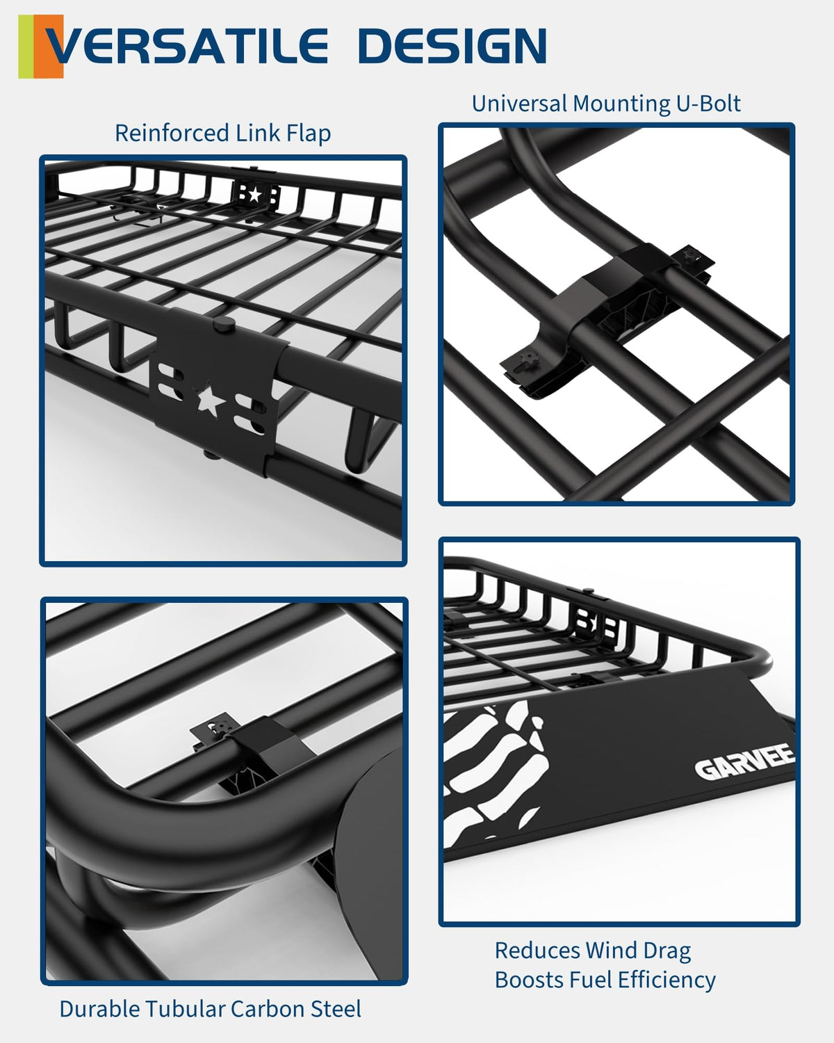 GarveeLife 64 in x 39 in Universal Roof Rack Carrier Basket, 200 LBS Capacity Car Cargo Rack with Extension Luggage Holder Basket Heavy Duty for SUVs, Trucks, Vehicles