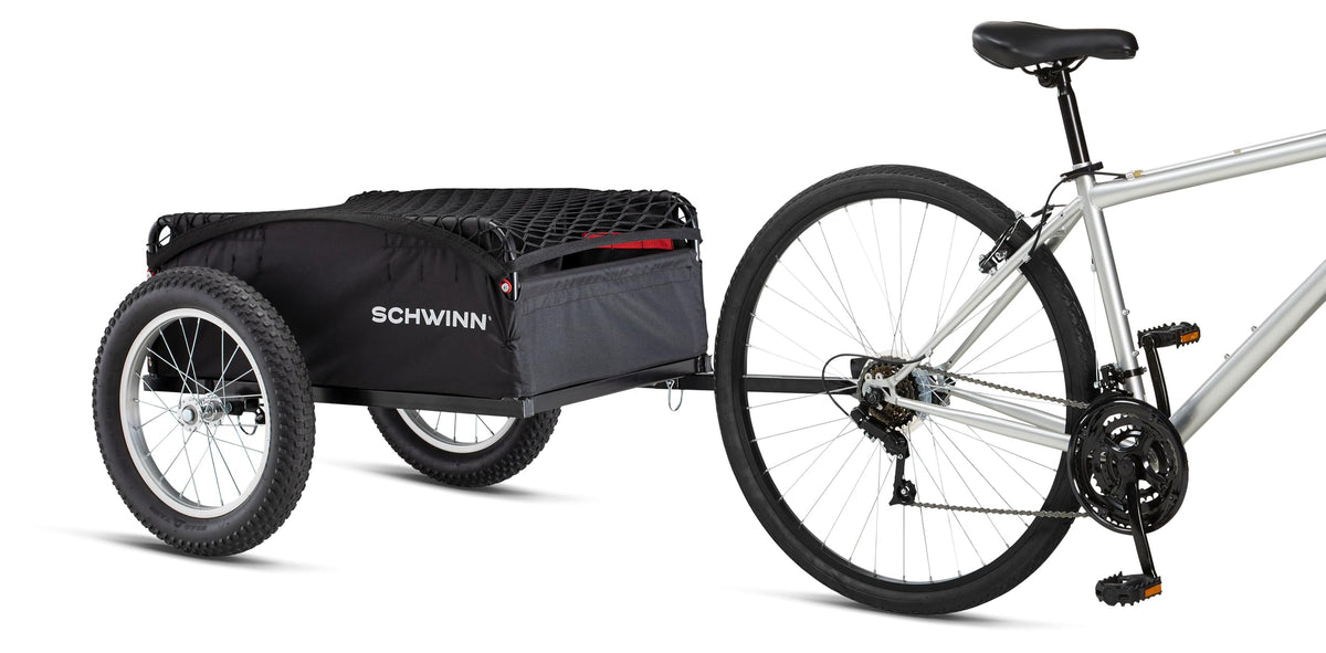 Schwinn Porter Bike Cargo Trailer, Holds up to 100 lb, Universal Coupler, Folding Frame, Quick-Release Wheels, 16-Inch Air-Filled Tires, Interior D-Rings, Schwinn Bike Trailer for Carrying Cargo