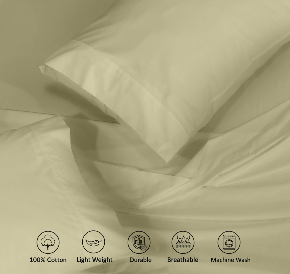 RUVANTI 100% Cotton Percale Sheets Full Size, Sage Green