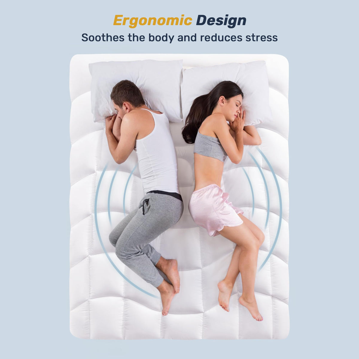 Unikome Waterproof Mattress Pad Queen Size, Ergonomic Quilted Mattress Topper – Soft Breathable Bed Cover with Deep Pocket (Fits 8-21 Inches), Noiseless Durable and Machine Washable (White, 60x80)