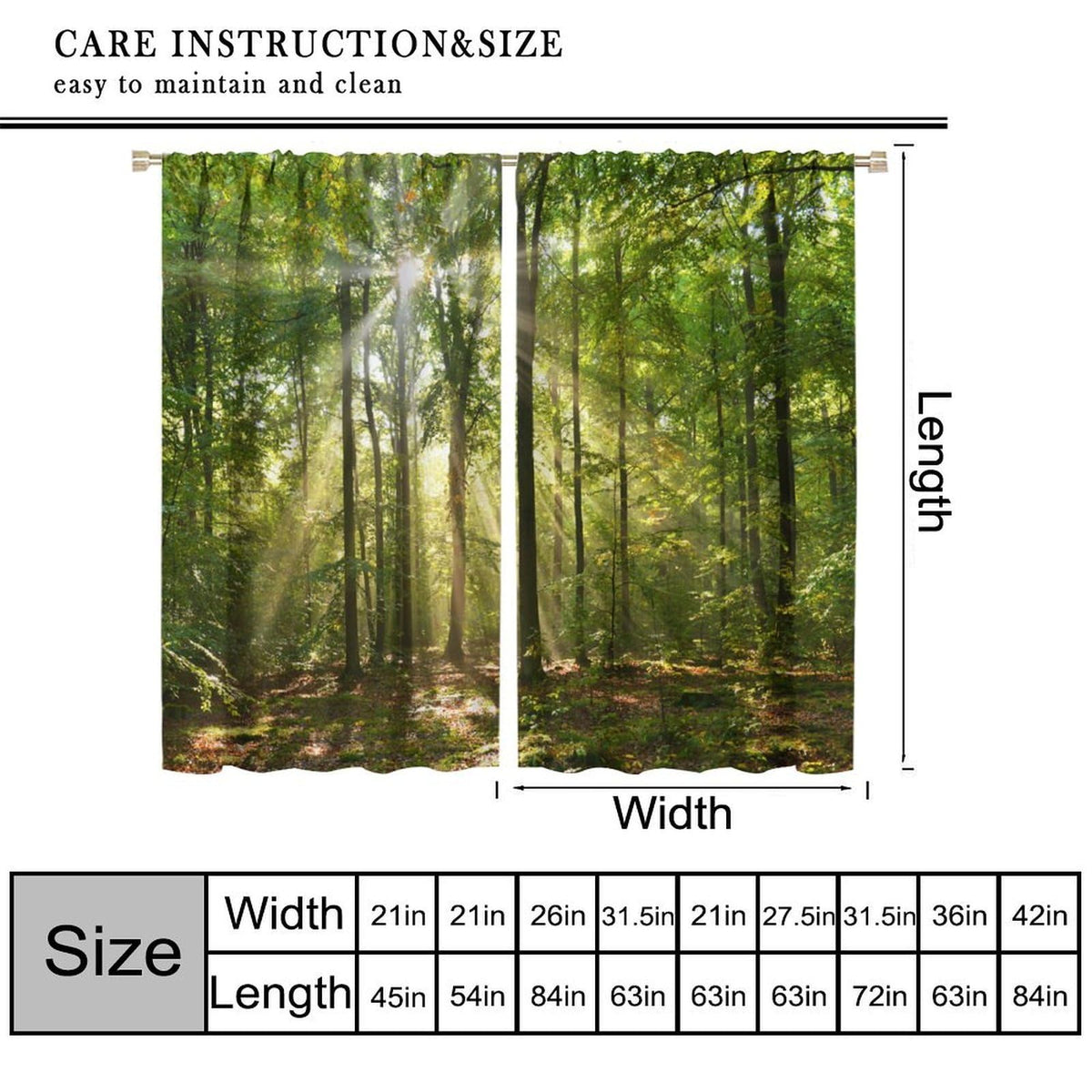 UFUH Nature Landscape Blackout Curtains,Spring Jungle Summer Sunshine Forest Land Scenery Window Treatments for Bedroom Living Room Kitchen,2 Panels Set Total Size 42 x 45 Inch