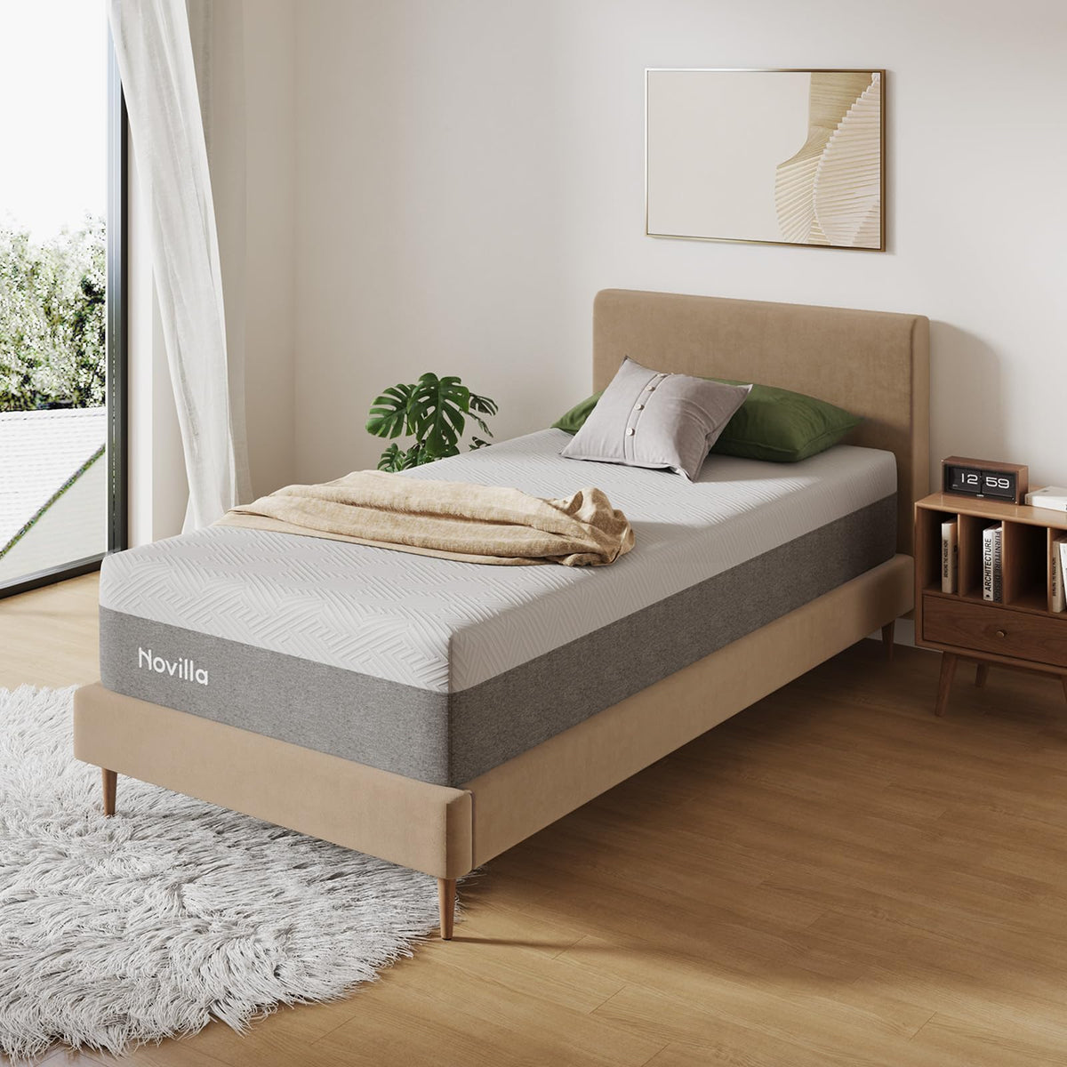 Novilla Bliss Twin Mattress, 10 Inch Gel Memory Foam Twin Mattress in a Box for Cooling Comfort & Pressure Relieving, Target Zoned Support for Back Pain Relief, Medium Plush Feel
