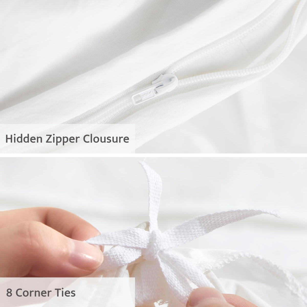 Oli Anderson White Duvet Cover King Size - Pleated King Duvet Cover, 3PCS Soft and Breathable Textured Bedding Set with Zipper Closure(White,104"x90")