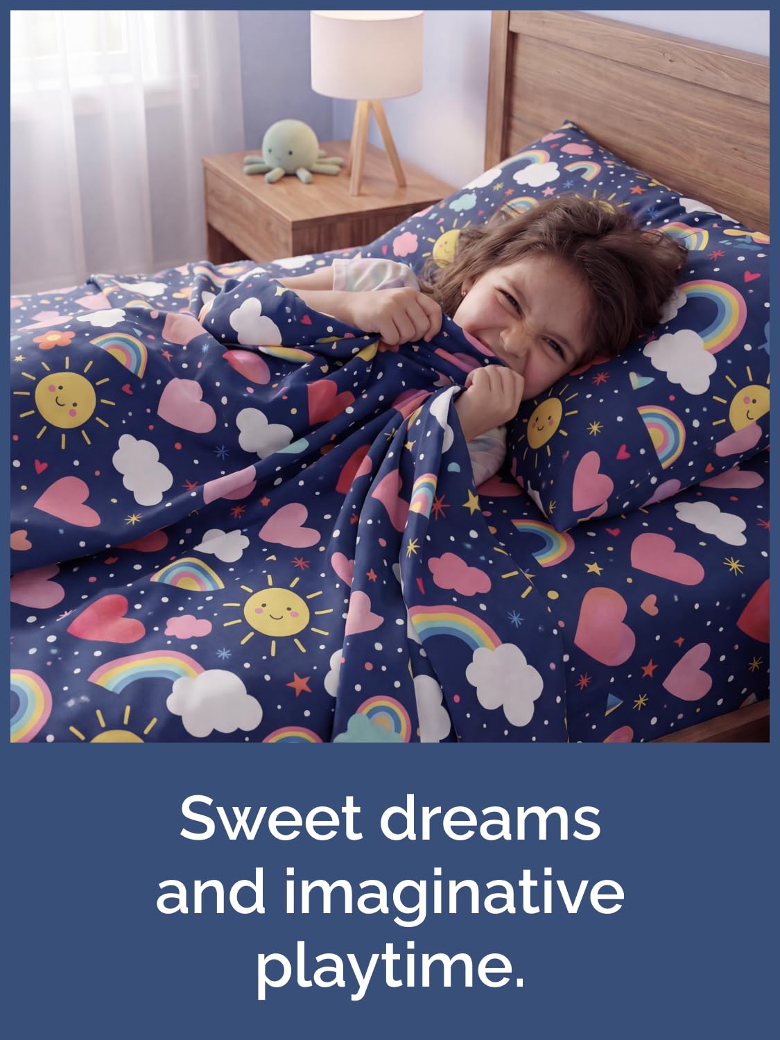 CGK Unlimited Kids Rainbow Sky Full 4 Piece Sheet Set - Boys, Girls, Teens, Toddler - Easy Fit Deep Pockets - Soft, Cooling & Breathable Sheets - Cute, Cozy, Fade and Wrinkle Free - Machine Washable