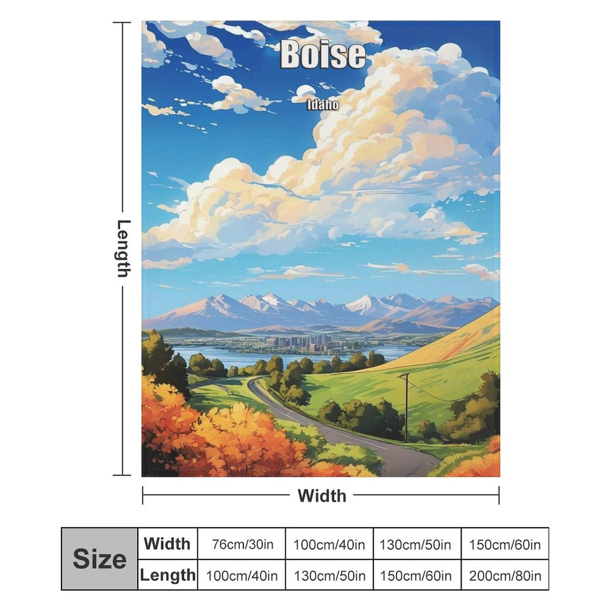 Boise Idaho City Skyline Landscape Abstract Blanket Soft Flannel Lightweight Blanket Outdoor Travel Carry Living Room Bedroom Sofa Decoration Gifts 40x50 Inch