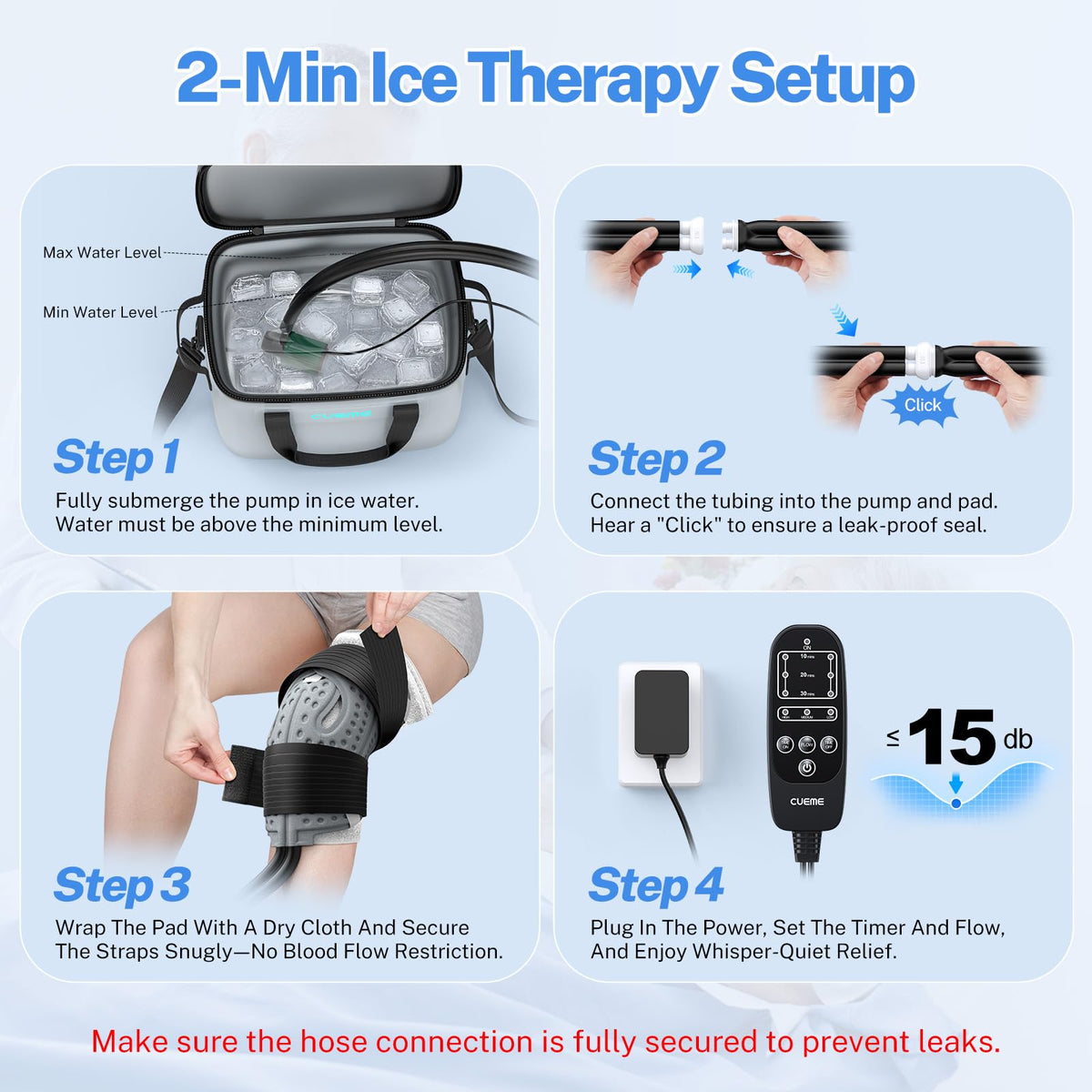 CUEME 20 QT Ice Machine for Knee After Surgery, Programmable Timer Cold Therapy Machine, Knee Replacement Recovery System, Cryotherapy Pain Relief Pad for Shoulder, Hip, Ankle & Foot