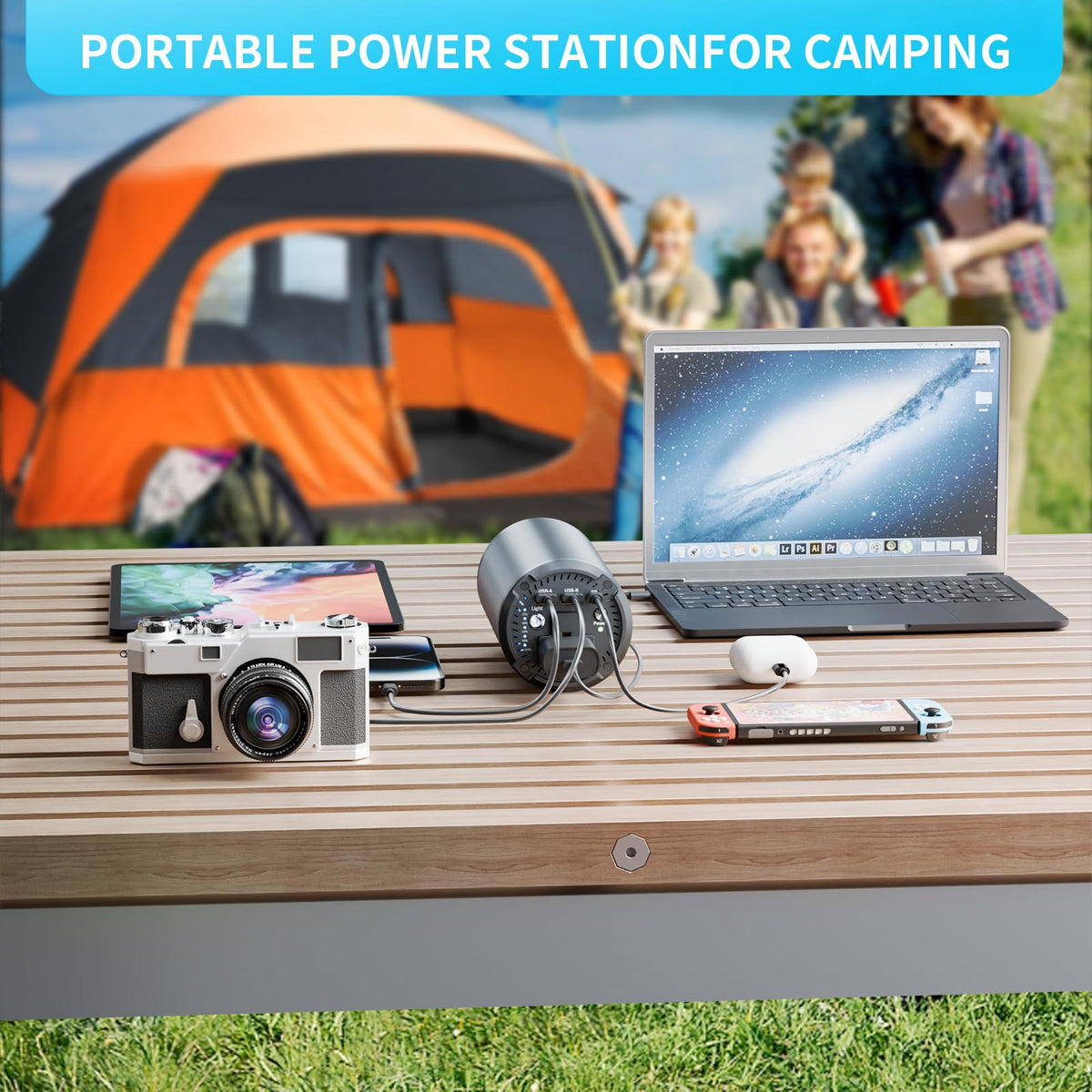 Portable Charger Laptop Power Bank With AC 100W Outlet,65W PD External Battery Pack Charger,Universal 98Wh/27000mAh lightweight Charger Power Station for Outdoor,travel,Camping,Home Office Emergency