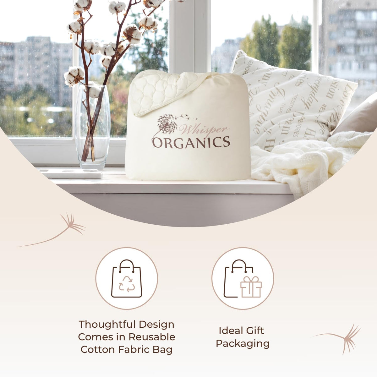 100% Cotton Organic Mattress Pad - Breathable & Cooling Mattress Protector Full Size - Premium 300GSM Quilted and Machine Washable - Fairtrade & GOTS Certified Bed Protector (Ivory, Full)