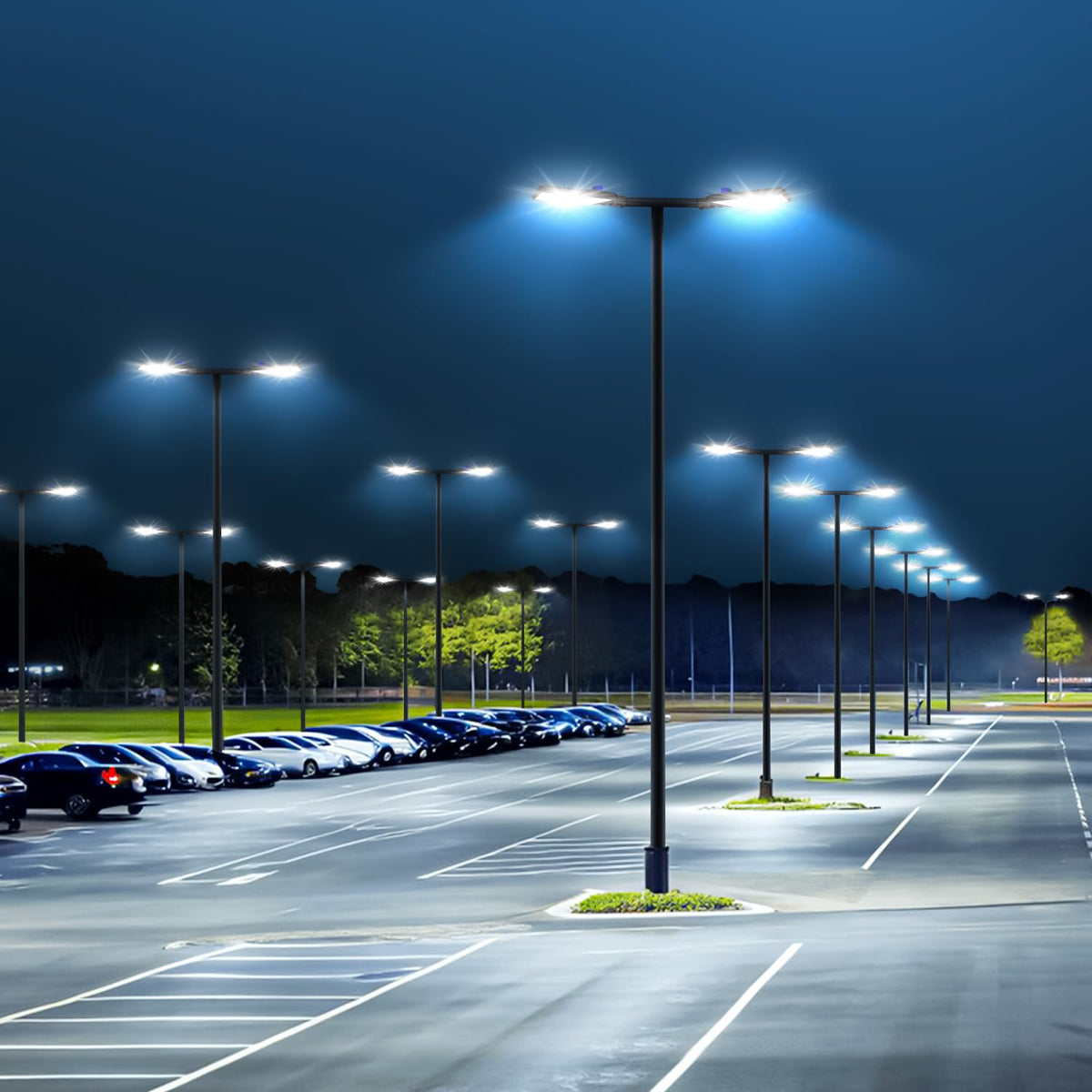 BIRITALO 480W LED Parking Lot Light Outdoor,72000LM 100V-277V Dusk to Dawn LED Building Flood Lights Commercial 5000K Slip Fitter Street Pole Lights IP65 Waterproof Large Area Shoebox Barn Lighting