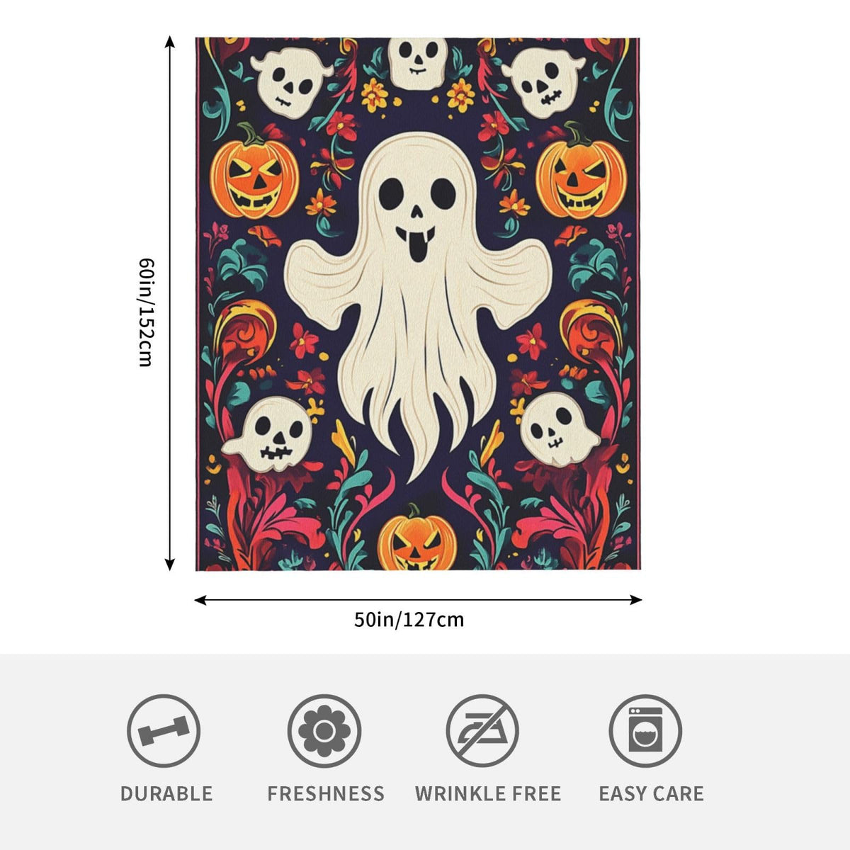 CDSASHCA Spooky Ghosts Flannel Blanket,Cute Design with Floating Phantom Print,Ultra-Soft Fleece for Festival Party Cozy Vibes，Suitable for Sofa,Bed and Office Decoration，Gifts for Friends 50X60 Inch