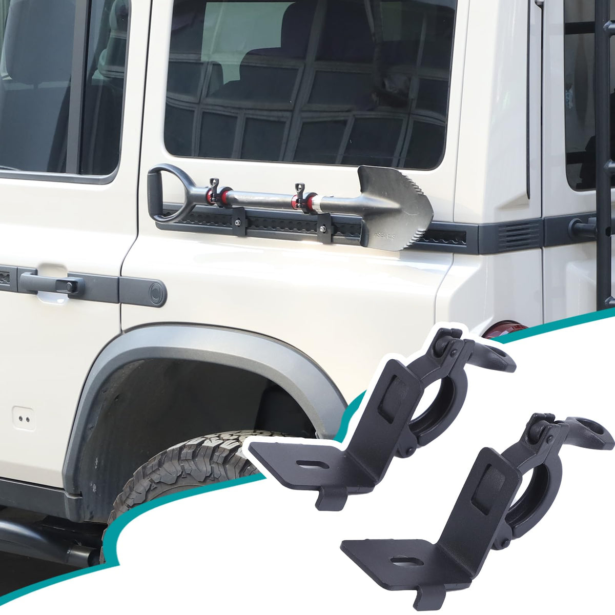 Hudiriy Car Body Side Expansion Rails Shovel Mounts Compatible with Ineos Grenadier 2020 -2025， 2 Pcs Shovel Holder Modular Quick Release Axe Holder Mount Kit External Accessories