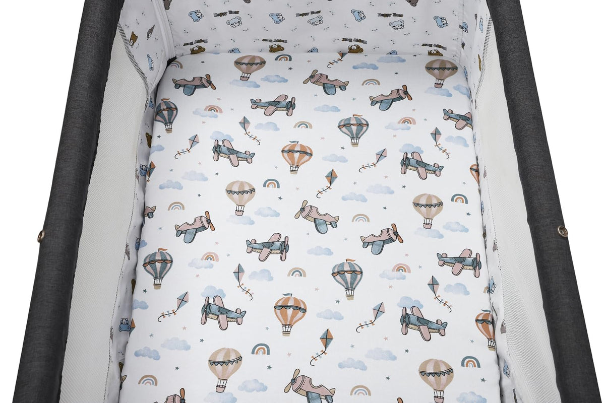 Tontukatu Stretchy Fitted Crib Sheets Set 2 Pack Portable Crib Mattress Topper for Baby Girl Boy,Ultra Soft Jersey Material, Cream & Cloud
