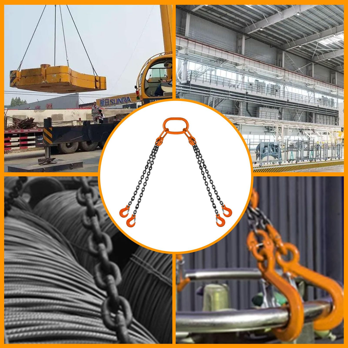 SALUINOKI Lift Chain Sling 10Ft 4 Way x 5/16 inch 11000lbs 5 Ton for Chains Lifting