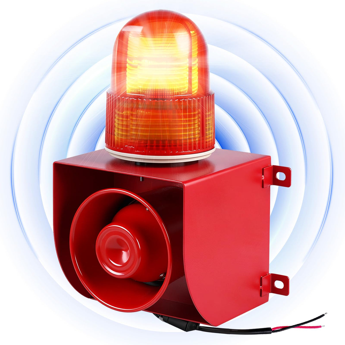 Saladulce Heavy-Duty 120dB Industrial Siren Alarm | IP65 Outdoor Alarm with Powerful Strobe Light for Machinery, Intruder, Business, Warehouse (110V AC)