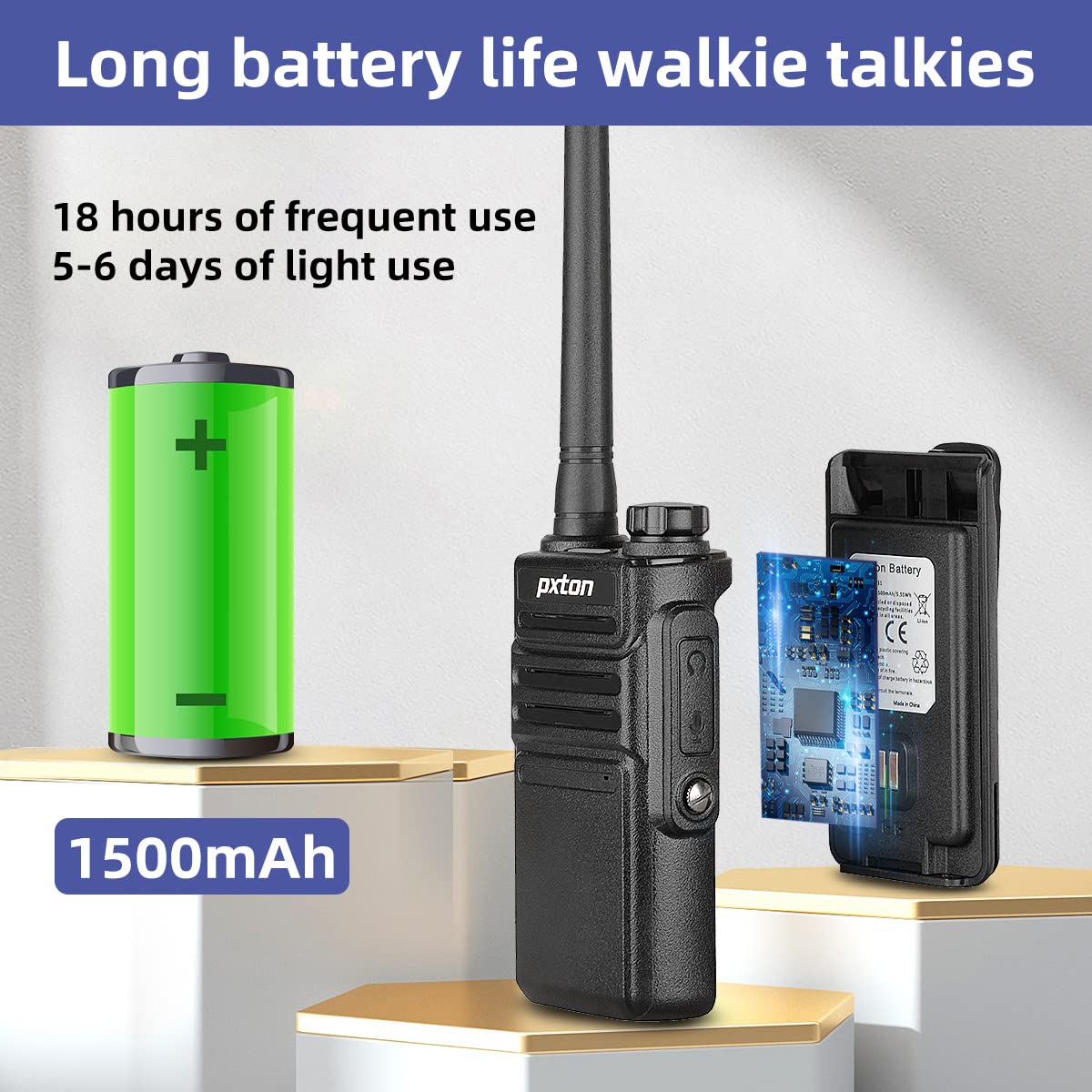 pxton Waterproof walkie talkies for Adults, Work,and Outdoor. walkie talkies Long Range with Headphones and Fast Charger Dock，Handheld Two Way radios Rechargeable NOAA walkie Talkie (10 Pack)