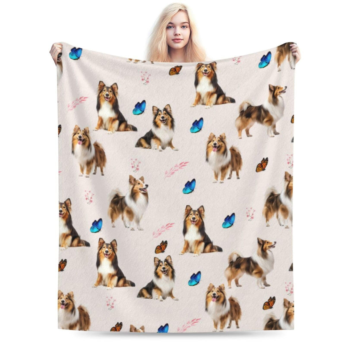 Sheltie Shetland Sheepdog Throw Blanket Dogs Lover Flannel Blankets Plush Super Soft Cozy Warm Decor Gifts for Boys Girls Kids Adults Men Women 40" x 50"