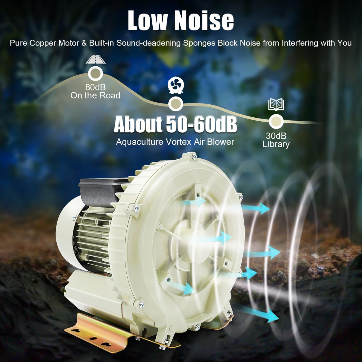 Aquaculture Vortex Air Blower,370W Air Pump Blower Industrial High Pressure,12Kpa Seafood Pond Fish Tank Air Blower for Liquid Filling Machine