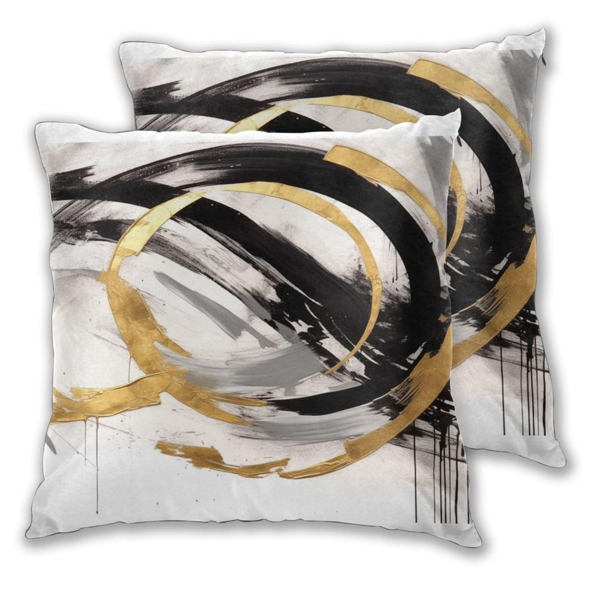 Droerfes Abstract Black Gold Throw Pillow Covers Set of 2 Couch Pillow Case Decoration Cushion Covers for Sofa Home Living Room Bedroom Outdoor 18X18 Inch