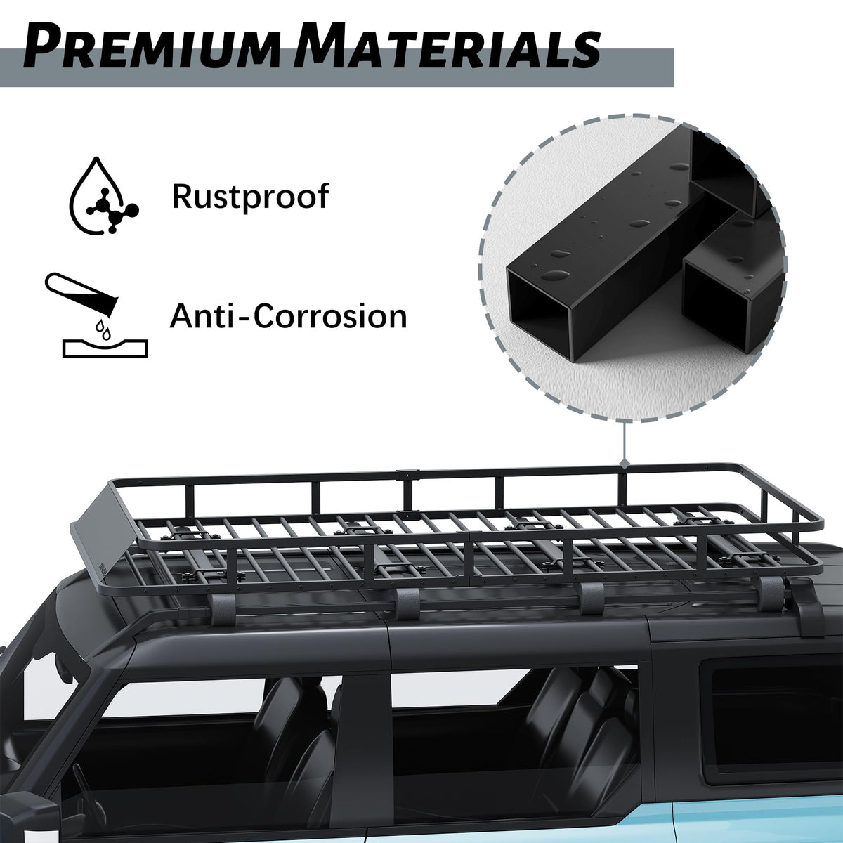 HongTaok 85" x 45" x 6" Universal Roof Rack, Extra Wide Rust-Proof Roof Cargo Basket for SUV, Heavy Duty Steel Rooftop Cargo Carrier, Car Top Luggage Holder 150LBS Capasity, Easy Assembly, Black