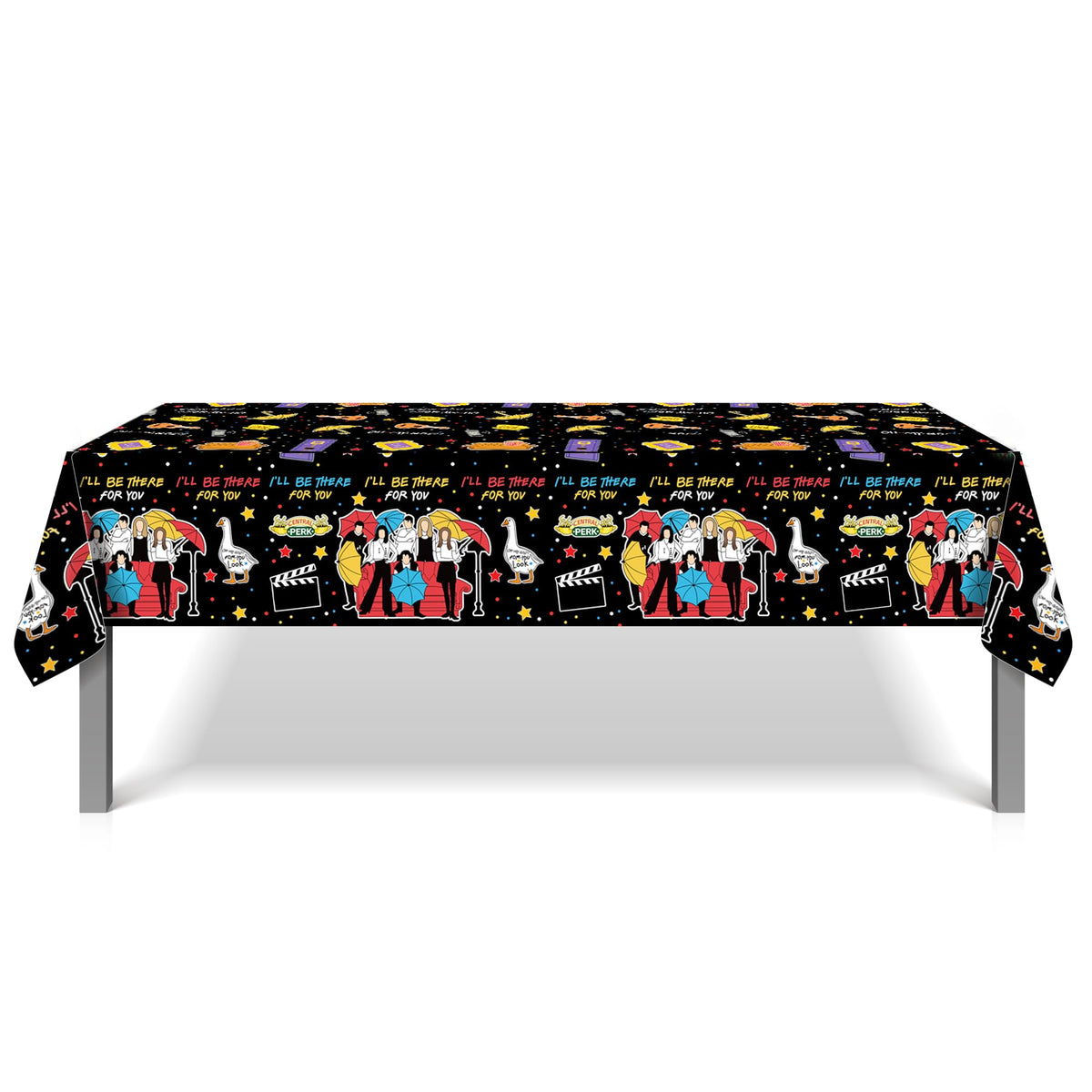CC HOME 1Pc Party Plastic Tablecloth 54 x 87 Inch Long Table Cover, I'll be There Party Tablecover for Family Bestie Kids Baby Shower Birthday Dinner Picnic Kitchen Event Use