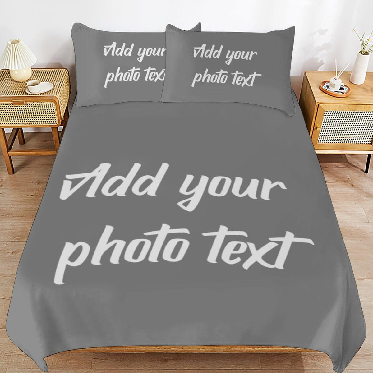 Lonhooker Custom Comforter Set, Custom Three-piece Bed Set Personalized Cover Set 3-Piece with 2 Pillowcases Customized Picture Bedding Sets with Picture Text Logo Universal All Season (Color05)