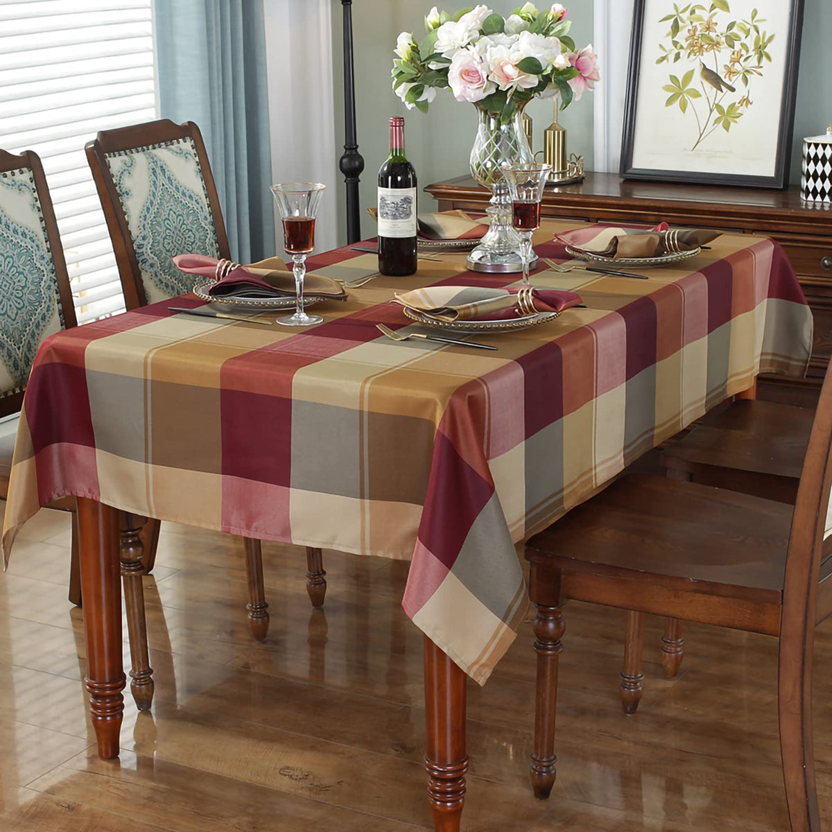 Rectangle Tablecloth 60 x 84 Inch Checkered Table Cloths Spillproof Anti-Shrink Soft and Wrinkle Resistant Decorative Fabric Table Cover for Kitchen Dinning Tabletop Outdoor(Rectangle/Oblong,Red)